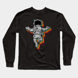 astronaut retro vintage rainbow space moon suit Long Sleeve T-Shirt